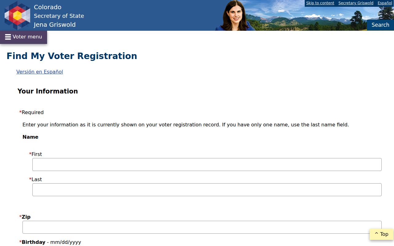 Colorado Springs residents directory voter lookup form