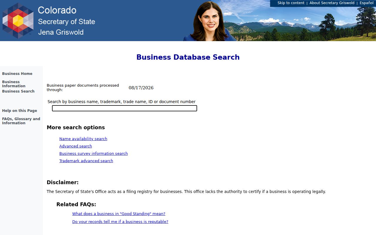Colorado Springs residents directory business filing search